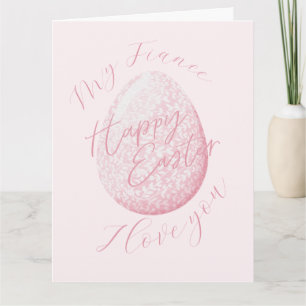 Carte de vacances Pink Cute Happy Easter Egg Fianc