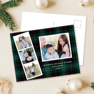 Carte de vacances Plaid Tartan Noir Multi Photo
