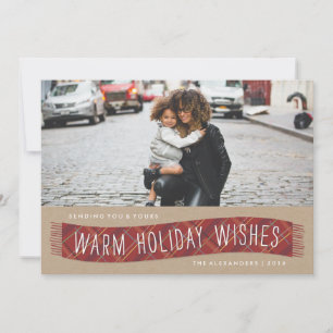Carte de vacances Plaid Winter Scarf - Brick
