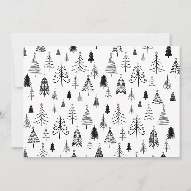 Carte de vacances Plat Arbres de Noël Blanc Noir (Devant)