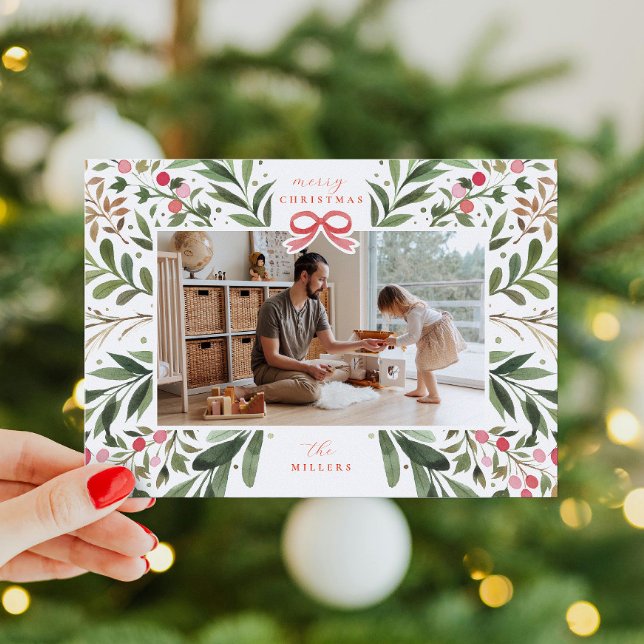 Carte de vacances plat cadre botanique aquarelle (Créateur téléchargé)