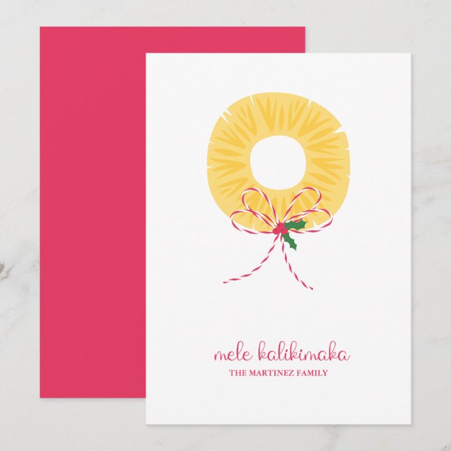 Carte de vacances plat Mele Kalikimaka Ananas (Devant / Derrière)