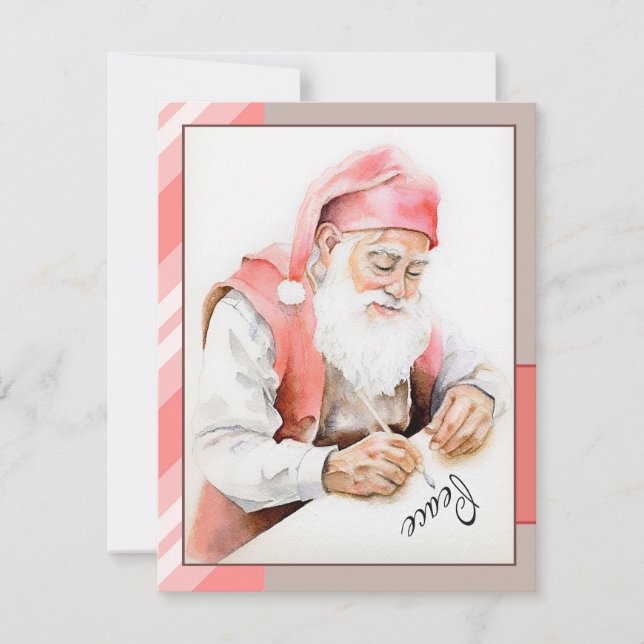 Carte de vacances plate aquarelle du Père Noël (Devant)