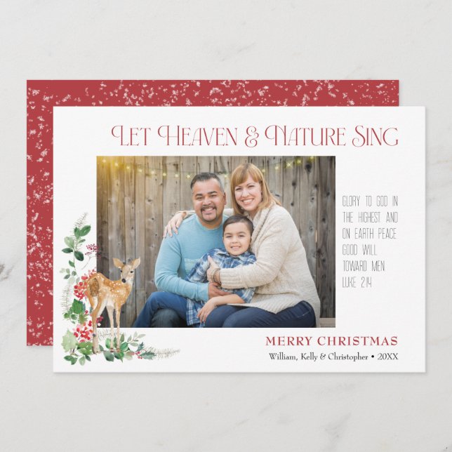 Carte de vacances plate ciel et nature chante (Devant / Derrière)