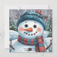 Carte de vacances plate de Frosty le bonhomme de n