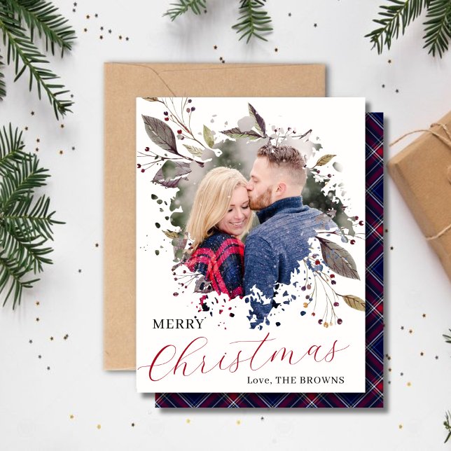 Carte de vacances plate de photo à carreaux Buffal (Créateur téléchargé)