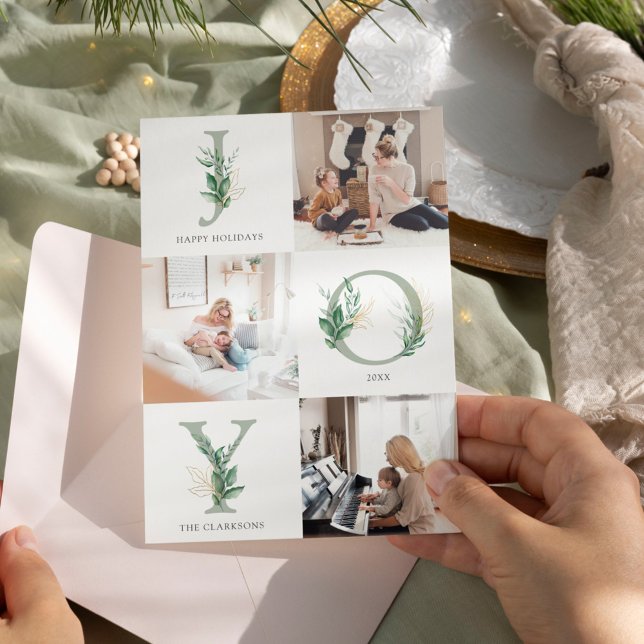 Carte de vacances plate florale aquarelle JOY (Créateur téléchargé)