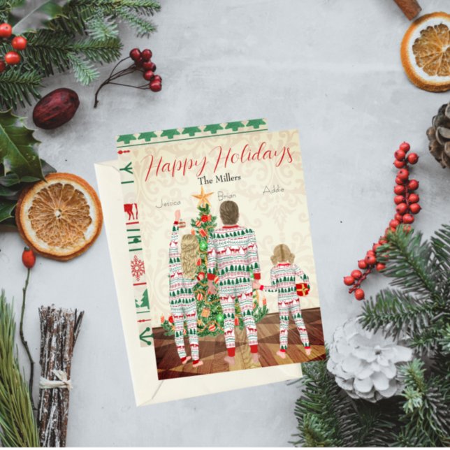 Carte de vacances plates pour famille de 3 (Créateur téléchargé)