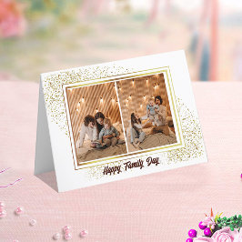 Carte de vacances pliée avec photos de famille de