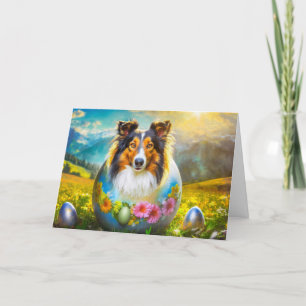 Carte de vacances pliée avec un chien Colley