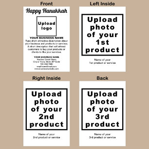 Carte de vacances pliée blanc Hanoukka Business