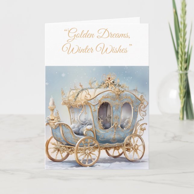 Carte de vacances pliée - Bleu et or Xmas Elegance (Devant)