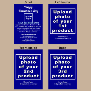 Carte de vacances pliée bleu Valentine Business