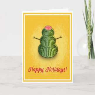 Carte de vacances pliée Bonhomme de neige Cactus (