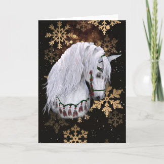 Carte de vacances pliée Cheval de Noël