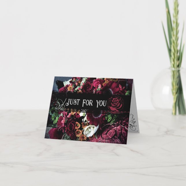 Carte de vacances pliée Fleurs dramatiques Rien qu (Devant)