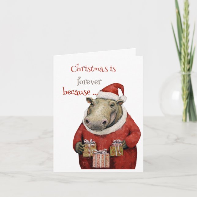 Carte de vacances pliée Hippo (Devant)