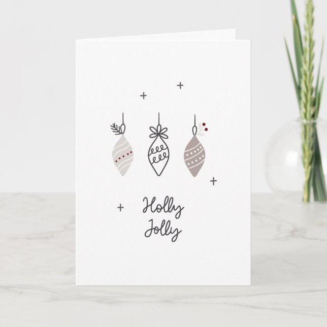 Carte de vacances pliée Holly Jolly scandinave (Devant)