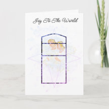 Carte de vacances pliée : Joie au monde .