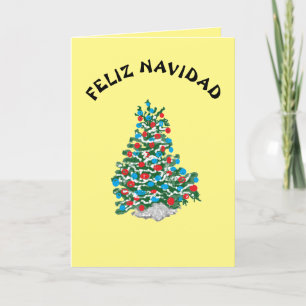 Carte de vacances pliée : Joyeux Noël /Feliz Navid