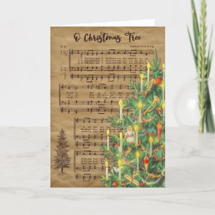 Carte de vacances pliée musique arbre de Noël vint