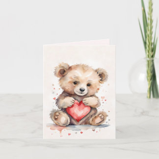Carte de vacances pliée Ourson de la Saint-Valenti