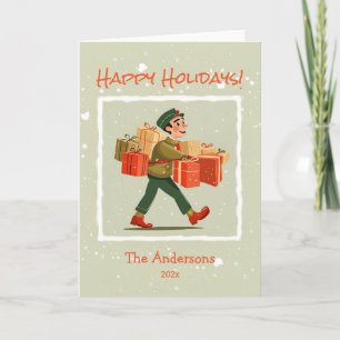 Carte de vacances pliée Retro Cartoon Postman