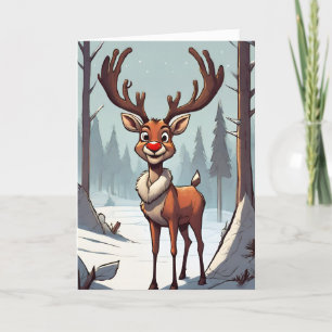 Carte de vacances pliée Rudolph Retro Concept Art