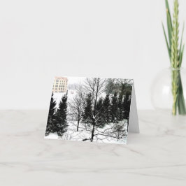 Carte de vacances pliée scène hivernale