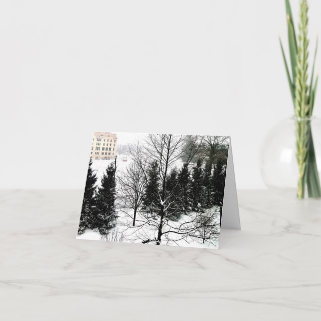 Carte de vacances pliée Scène hivernale (Devant)