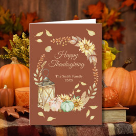 Carte de vacances pliée Thanksgiving Rustic Waterc