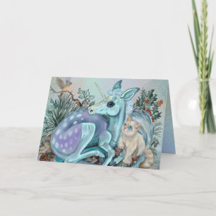 Carte de vacances pliée Unicorn Foal Cuddles Cosy