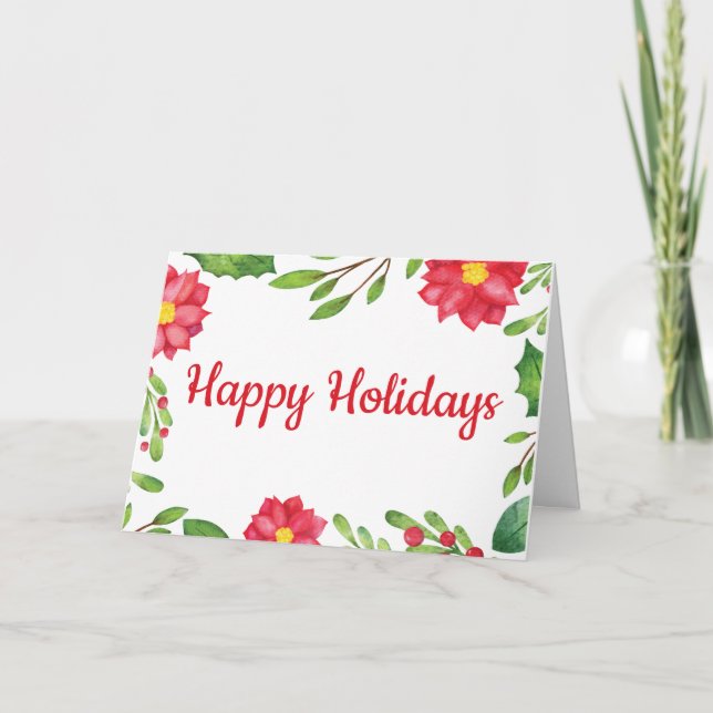 Carte de vacances Poinsettia couleur eau (Devant)