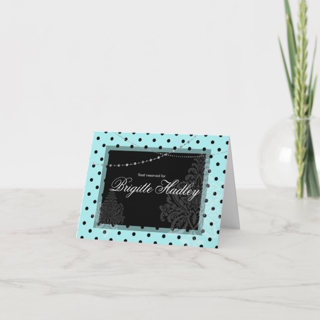 Carte de vacances pois bleue et noire (Devant)