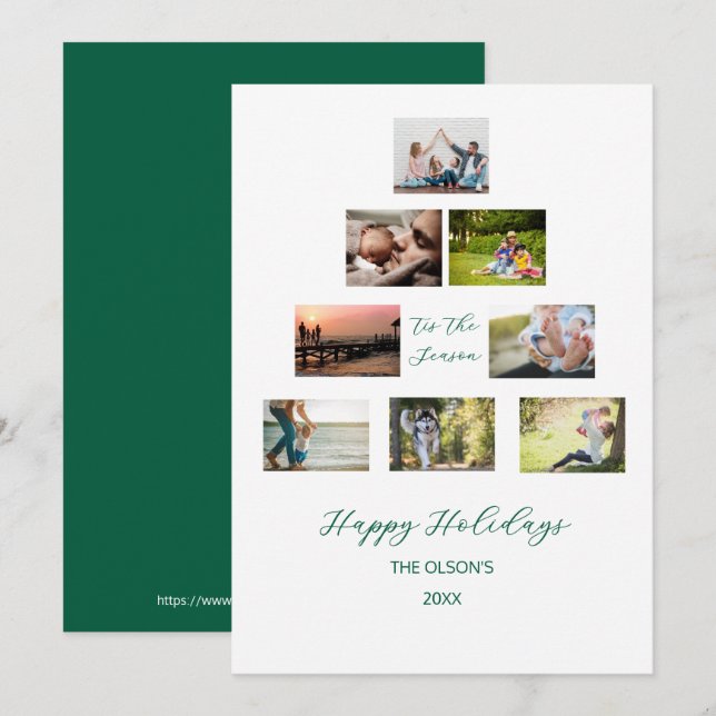 Carte de vacances pour Carte photo d'arbre de Noël (Devant / Derrière)