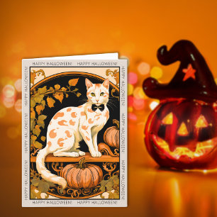 Carte de vacances pour Halloween Chat et Citrouill