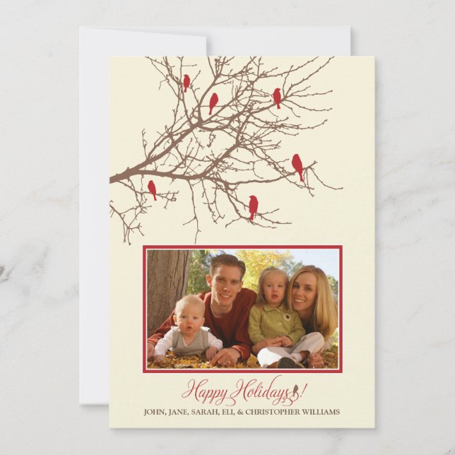 Carte de vacances pour la famille des oiseaux d'hi (Devant)