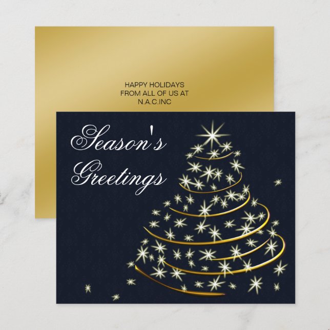 Carte de vacances pour l'arbre de Noël Gold de la  (Devant / Derrière)
