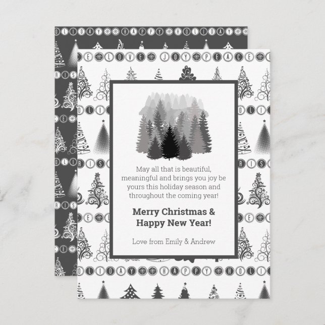 Carte de vacances pour les sapins de Noël (Devant / Derrière)