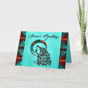 Carte de vacances pour loup tribal