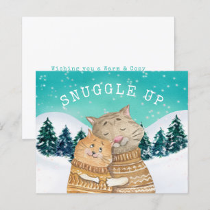 Carte de vacances pour neige serrée sur les chats 