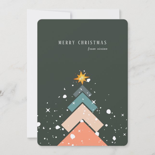 Carte de vacances pour Noël moderne tendance neige (Devant)