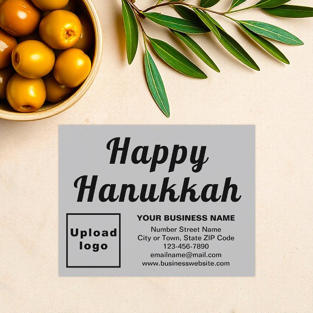 Carte de vacances pour petits gris Hanoukka (Business brand with Hanukkah greeting on gray flat holiday card)