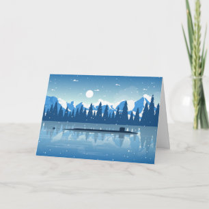 Carte de vacances pour sous-marin neigeux