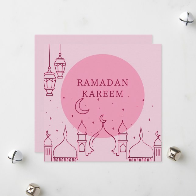 Carte de vacances Ramadan rose Kareem (Devant/Arrière en situation)