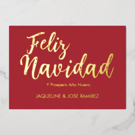 Carte de vacances Red Feliz Navidad Spanish Gold F