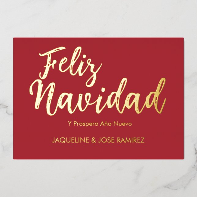 Carte de vacances Red Feliz Navidad Spanish Gold F (Recto)