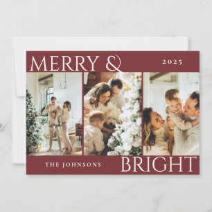 Carte de vacances Red Merry and Bright 3 Photo Col