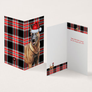 Carte de vacances Red Plaid de Chien de Belgique