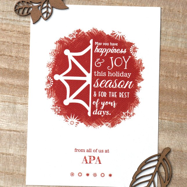 Carte de vacances Red Snowflake Company (Red Logo, Burgundy Maroon Logo Company Holiday Christmas Cards, Bulk Order Budget Red Logo)